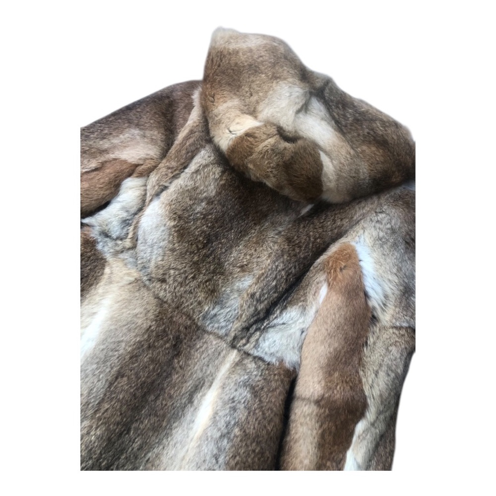 Vintage 1970’s Genuine Rabbit Fur Hooded Coat Small - Picture 4 of 6